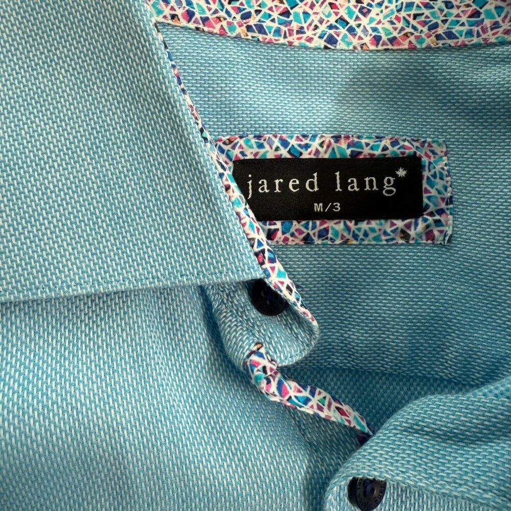 Jared Lang Men’s Button Down Shirt M/3 – Light Blue Long Sleeve, Modern Fit